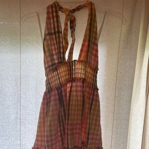 Aerie xs gingham halter top dress
